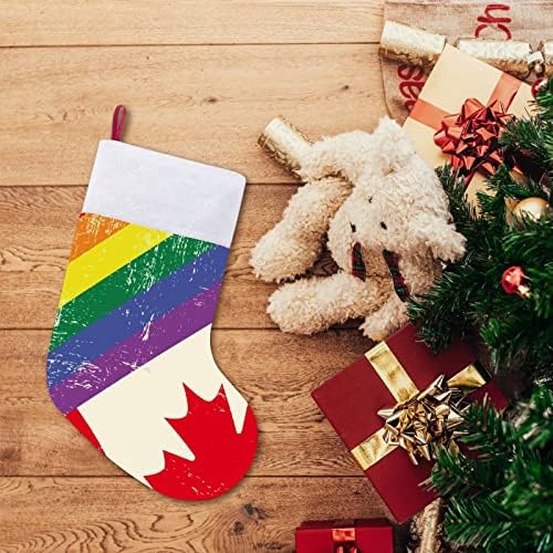 דגל להטבים הומוסקסואלי גראנג 'עם דגל קנדה חג המולד תליה גרב סנטה חמוד גרב לקישוטי עץ חג המולד מתנות