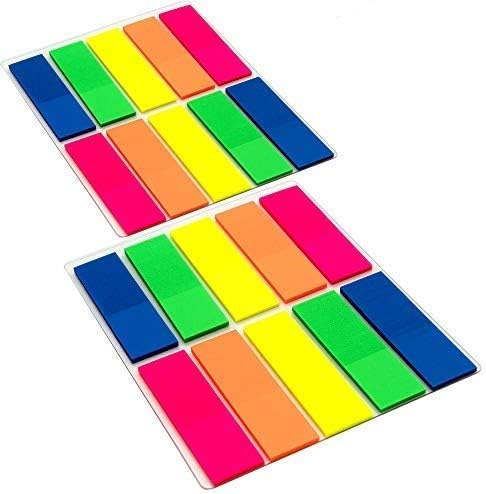 דגלי קידוד דביקים צבעוניים צבעוניים סמני עמוד כרטיסיות אינדקס, 0.5 איקס 1.7 ניאון מקל עצמי צבעוני בהיר