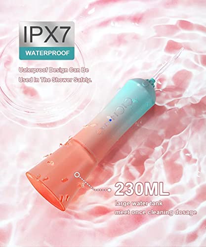 חוסך מים מתקדם לשיניים, השקיה אוראלית ניידת שיניים עם 4 מצבים ומיכל מים 230 מל, IPX7 אטום למים, סוללת