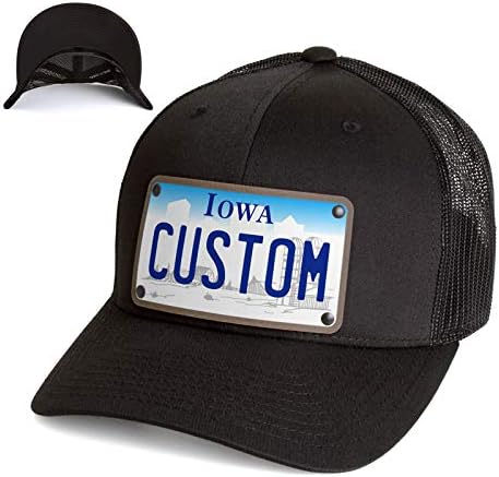 צלחת רישוי מותאמת אישית Snapback Trucker כובע מודפס על תיקון עור.