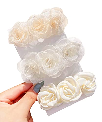 סוני-3 יחידות לבן ורדים פרח שיער קליפים עבור נשים בנות בני נוער חתונה השושבינות מתנת אבזר הוואי מסיבת