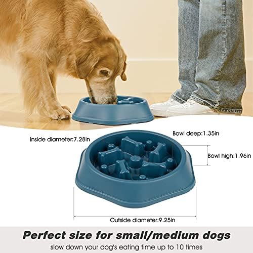 2 חבילות איטי מזין כלב קערה, פאזל כלב מזון קערה נגד בליעה אינטראקטיבי כלב קערה עבור קטן / בינוני בגודל
