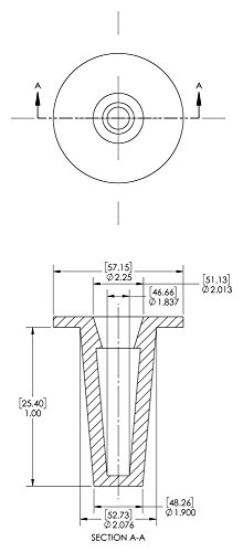 Caplugs 99190735 כובע ותקע מחודד פלסטיק. T-21, PE-LD, CAP OD 1.837 מזהה תקע 2.076, אדום