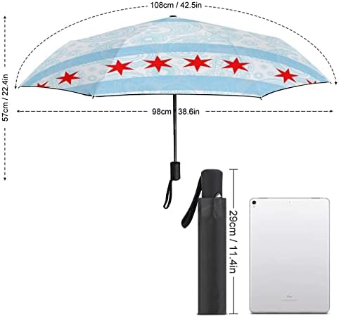 שיקגו פייזלי דגל מטריית נסיעות אטומה לרוח 3 קפלים מטרייה מתקפלת אוטומטית לגברים נשים