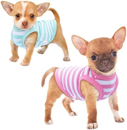 חולצת כלבים פרינפרו, בגדי כלבים עם 2 חבילות לכלבים קטנים ילד, כותנה נושמת צ'יוואווהווה בגדי יורקי, בגדי