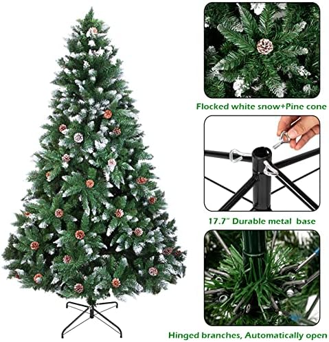 עץ חג המולד המלאכותי של ווזמי עץ אורן חג המולד עם רגלי מתכת מוצקות מושלמות למסיבות מקורות וחיצוניות