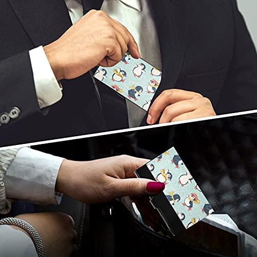 חמוד פינגווינים עסקים כרטיס מחזיק עבור נשים גברים עסקים כרטיס בעל מקרה עם עור אשראי כרטיס אישי כרטיס