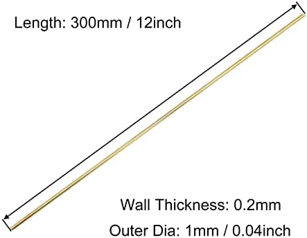 צינור עגול פליז פליז, 3 ממ OD 0.2 ממ עובי קיר 300 ממ באורך מתכת צינור צינור ישר חלקה למלאכות DIY דגם