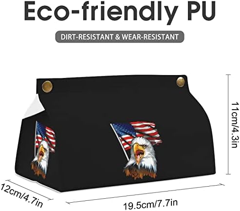 וינטג 'דגל אמריקאי קירח נשר כיסוי קופסת רקמות PU מחזיק קופסת רקמות מלבנית מארגן נייר מקרים מלבני