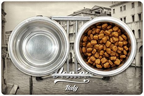 אמבסון ונציה לחיות מחמד מחצלת עבור מזון ומים, ישן תמונה של ונציה איטלקי עיר בציר מסנן אפקט ואותיות ההיסטוריה