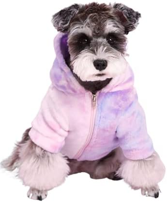 Gorglitter Clush Coat מעיל כלב עניבה צבע קפוצ'ון קפוצ'ון חתול פלנל רוכסן חולצה חמה בגדי חיות מחמד סגול