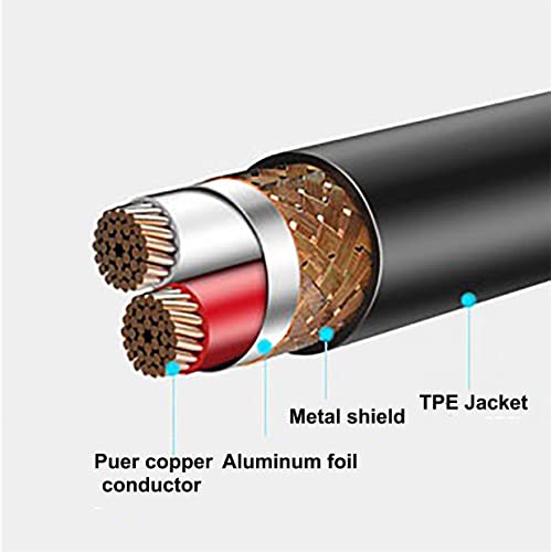 KICADA 1/8 TRS לכבל מיקרופון XLR 1.8ft, נחושת נטולת חמצן TRS זכר עד 3 פינים XLR כבלים זכריים תואמים