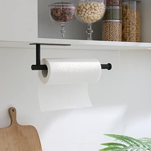 THEAOO 2 חבילות מחזיק מגבת נייר - תחת מחזיק מגבת נייר ארון למטבח, מדף מגבת מגבת נייר דבק למגבת אמבטיה,