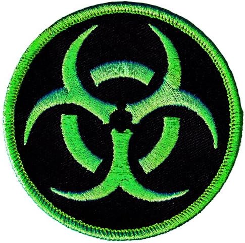 סמל Biohazard רקום טלאי ברזל-על סמל סמל לוגו ירוק זומבי
