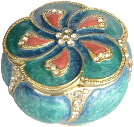 קופסת תכשיטים של פרח תכשיטים קופסת תכשיטים צבועים ביד קופסה דקורטיבית עם טבעת מכסה צירים טבעת עגיל שולחן