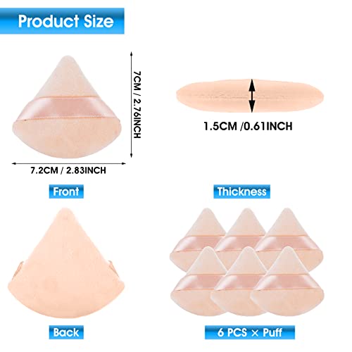 Sibba 6 חתיכות אבקת נפיחות משולש צורת פנים איפור פנים לאבקה רופפת בסיס ספוג קוסמטי רך רטובות אבקת אבקת
