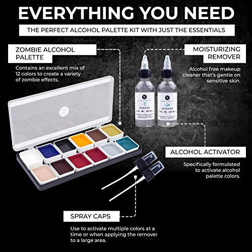 קוסמטיקה נרטיבית זומבי אלכוהול מופעל צבעים, מפעיל, ערכת מסיר, מקצועי איפור סט