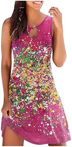 נשים קיץ שמלות צבעוני הדפסת גרפי מידי שמלות ללא שרוולים סטרפלס או צוואר מיני שמלה רופף שמלה מזדמן
