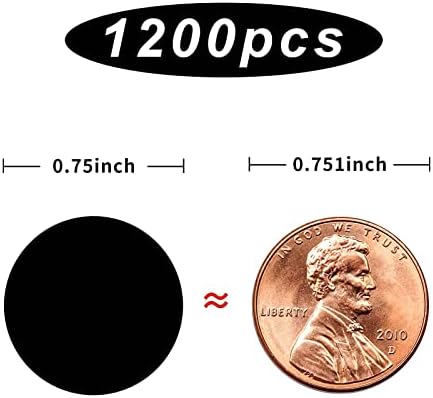 0.75 אינץ עגול צבע קידוד מעגל דוט תוויות,1200 מדבקות עם ניקוב קו בגליל,שחור