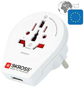 Skross World לאירופה מתאם נסיעות USB, לבן