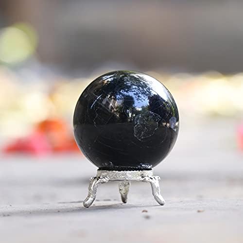 Zaicus 50-60 ממ שחור טורמלין כדור כדור עם כדור אבן חן מתכת לכישוף וכדורים דקורטיביים פיסול פסל פסלון