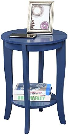 מושגי נוחות מורשת אמריקאית שולחן קצה עגול, כחול קובלט