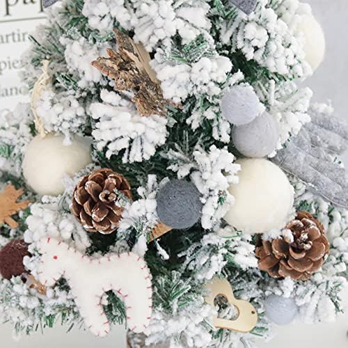 MEVIDA 24 אינץ 'מיני שולחן חג המולד עץ חג המולד, עץ חג המולד של שלג לבן נוהר, עץ חג המולד מלאכותי עם