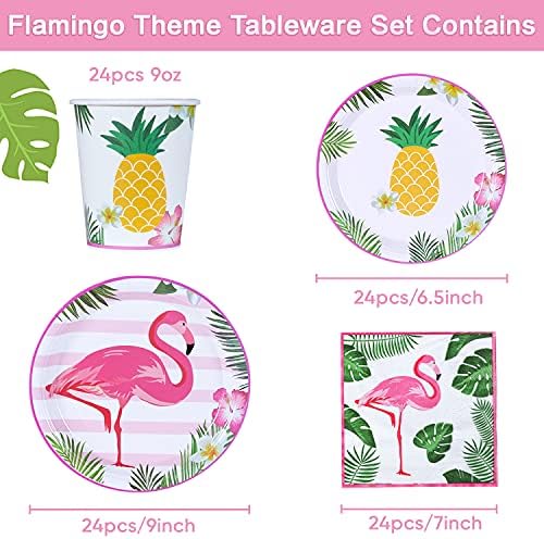 קדרווה פלמינגו צלחות ומפיות, פלמינגו נייר כוסות-טרופי ואאו הוואי נושא מסיבת כלי שולחן סט עבור טרופי