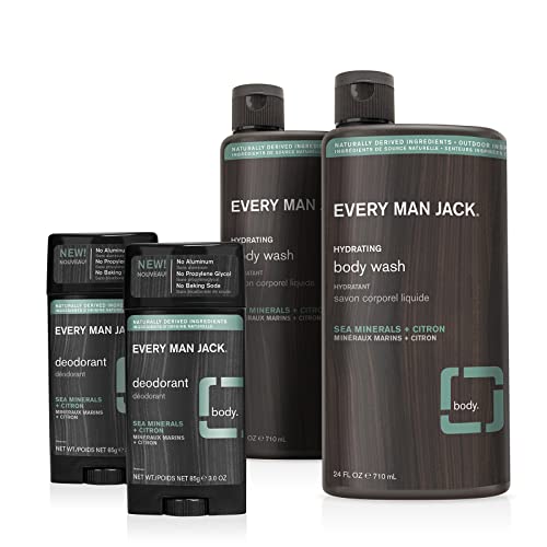 כל גבר ג ' ק שטיפת גוף לגברים + סט דאודורנט - נקה את כל סוגי העור ונלחם בריחות עם מרכיבים שמקורם באופן