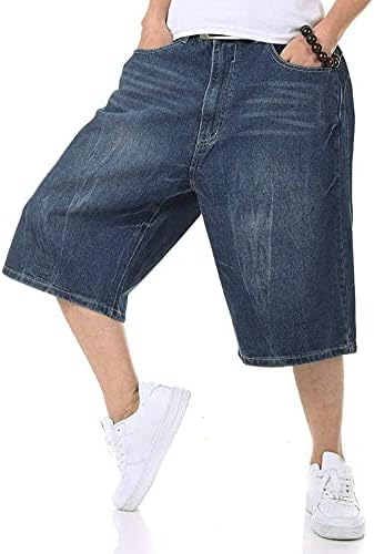אידיאלי מכנסי ג 'ינס רחבים לגברים מכנסי ג' ינס קצרים מזדמנים רופפים