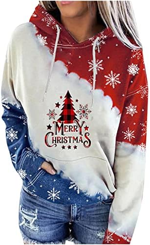 חג המולד חולצות לנשים בתוספת גודל ארוך שרוול הסווטשרט חג המולד עץ הדפסה מזדמן רופף קומפי סוודר נים עם