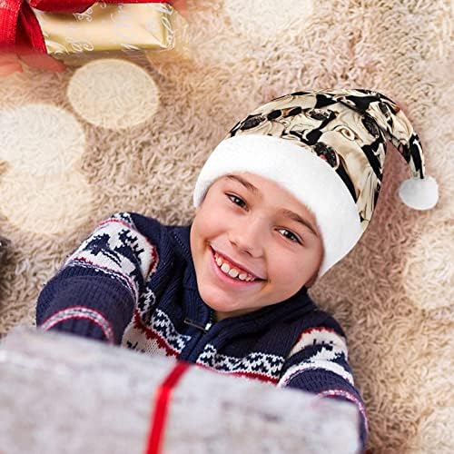 כלבי פאג קטיפה חג המולד כובע שובב ונחמד סנטה כובעי עם קטיפה ברים ונוחות אוניית חג המולד קישוט