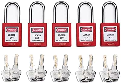 Genring Safety Lockout Tagout מנעולים מנעולים בטוחים, 5 יחידות קובעות מנעולים בטוחים עם 2 מקשים באופן