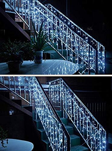 Bluespace חיצוני LED אורות מיתר מיתר חלון אטום מים אורות וילון מקורה פיות 10ft לחג המולד קיר גן עיצוב