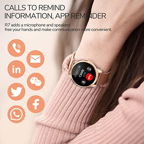 שעונים חכמים לנשים, שעון חכם לטלפונים של אנדרואיד ו- iOS IP68 אטום למים עם מסך צבע מגע מלא, מעקב אחר