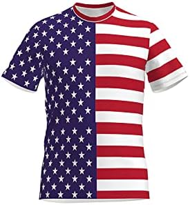 סט ספורט מזדמן לגברים יום עצמאות חולצת טריקו ומכנסיים קצרים הדפס דגל אמריקאי 2 חליפות מסלול קצרות ספורט