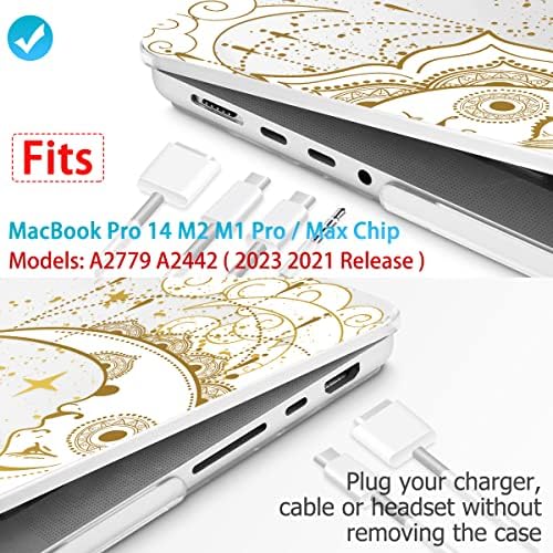 Mektron עבור MacBook Pro 14 Case A2442/M2 A2779, מככבת כיסוי מארז פגזים קשיחים מפלסטיק עם מכסה מקלדת