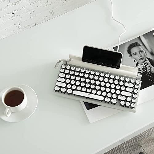 מקלדת מכונת כתיבה של Taiahiro Retro, מקלדת מכנית מקלדת אלחוטית מקלדת אלחוטית עם Bluetooth 5.0 משודרגת,