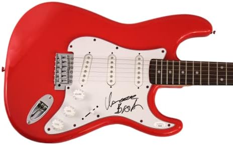 אייזק ברוק חתום על חתימה בגודל מלא מכונית מירוץ אדום פגוש סטרטוקסטר גיטרה חשמלית עם אימות ג'יימס ספנס