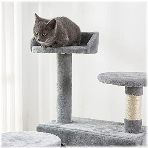 חתול מגדל, 52.76 סנטימטרים חתול עץ עם סיסל מגרד לוח, חתול עץ מגדל עם מרופד פלטפורמה, 2 יוקרה דירות,