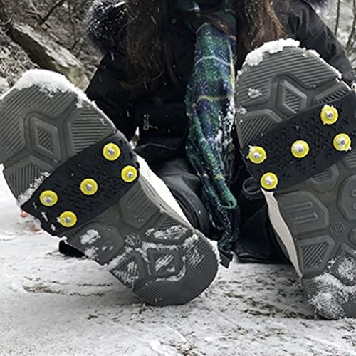 Besportble מגפיים שחורים 2 זוגות Crampons סוליות קרח לנעליים ומגפיים