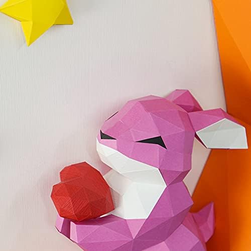 ארנב WLL-DP עם דוגמנות ירח פסל נייר DIY נייר תלת מימד דגם נייר נייר צעצוע נייר קיר גיאומטרי קישוט נייר