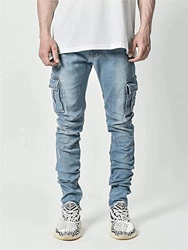גברים רזה בכושר 7 כיסים ג 'ינס רזה בכושר רזה למתוח מכנסיים למתוח רזה ג' ינס עיפרון מכנסיים