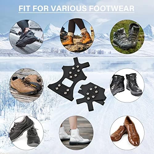 סוטי קרח לנעליים ומגפיים, סיליקון דוקרני נירוסטה, קמפות, סוליות נגד החלקה להליכה או טיולים על שלג וקרח
