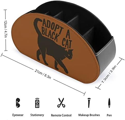 קופסת אחסון שלט רחוק של החתול השחור PU רב-פונקציונלי טלוויזיה טלוויזיה מחזיקי שלט מרחוק תיבת מארגן עם