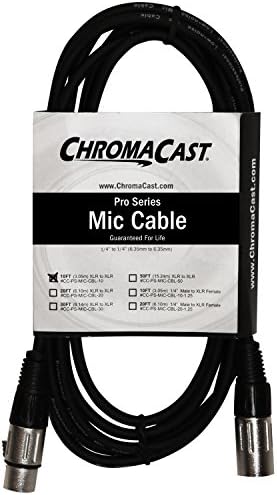 Chromacast Pro Series כבל מיקרופון 10 רגל, שחור, קצות XLR/XLR