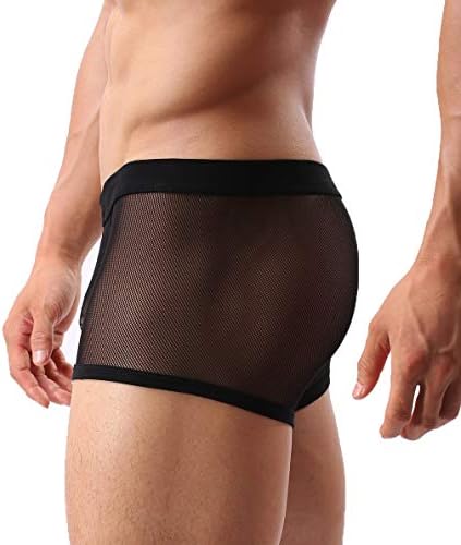 תחתונים סקסיים לגברים תחתונים בוקסר רשת לנשימה רואים דרך הלבשה תחתונה חלולה