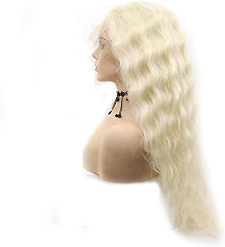 פאות שיער פאה 360 סינטטי מלא תחרה פאות תואם עם שחור ולבן נשים, פלטינה בלונד ארוך מתולתל גלי 360 מלא