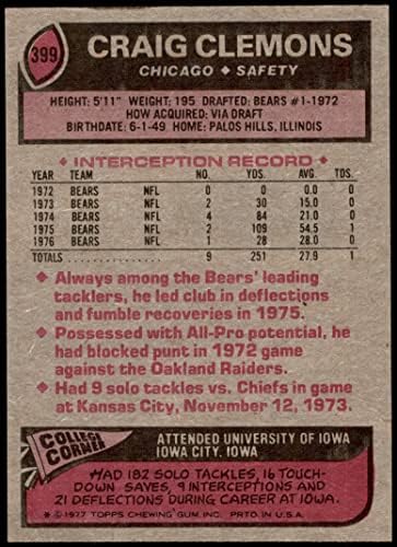 1977 Topps 399 Craig Clemons Chicago Bears NM Bears Iowa
