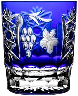 Ajka Marsala Cobalt Blue Lead Chrished Crystal Wiskey Wiskey Tumbler 13.2 Oz -Single יחידת